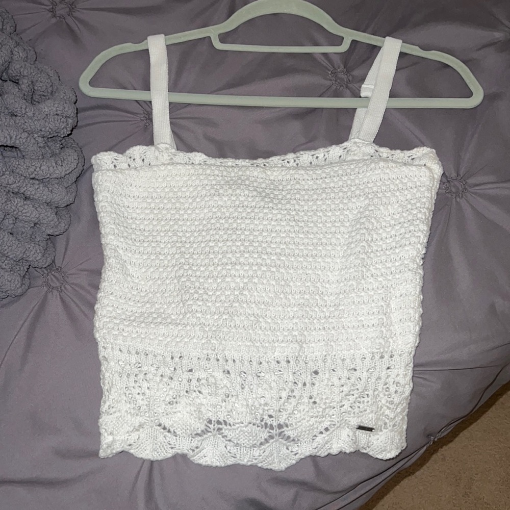 crocheted white tank top